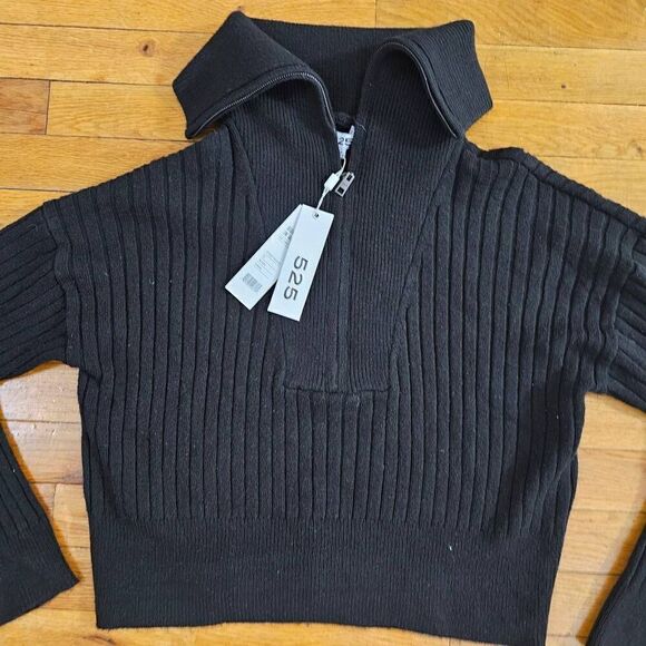 525 America Cable Knit Half Zip Pullover Sweater Black XS - Picture 2 of 7